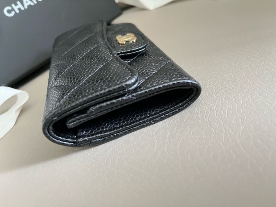 Chanel AP0214 黑荔枝皮金釦零錢包-4