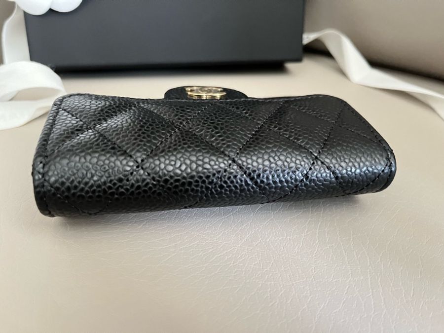 Chanel AP0214 黑荔枝皮金釦零錢包-7
