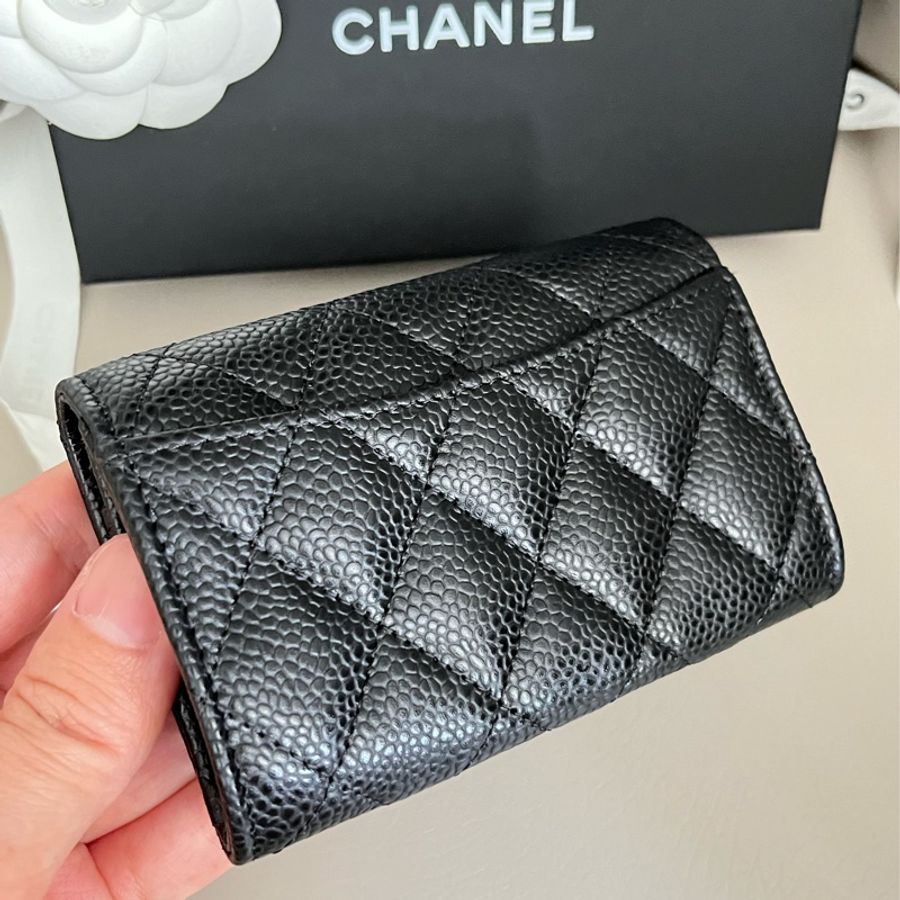 Chanel AP0214 黑荔枝皮金釦零錢包-11