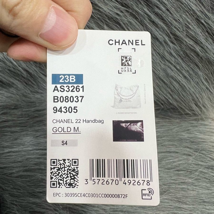 Chanel AS3261 黑色 金釦 22 中號 垃圾袋 肩背包-10