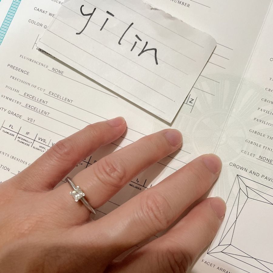 Tiffany &co 蒂芬妮 鉑金pt950 公主方鑽四爪鑽戒31分 戒指-11