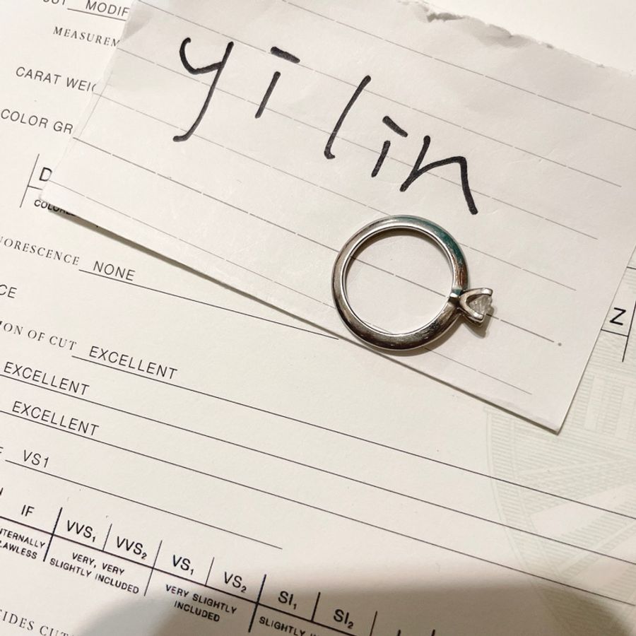 Tiffany &co 蒂芬妮 鉑金pt950 公主方鑽四爪鑽戒31分 戒指-12