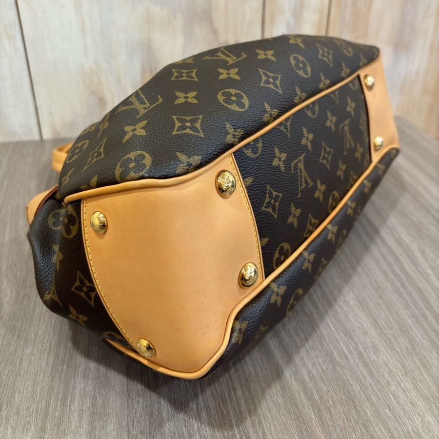 LV M45715 老花 金釦 肚臍 抓皺 手提 復古包-18