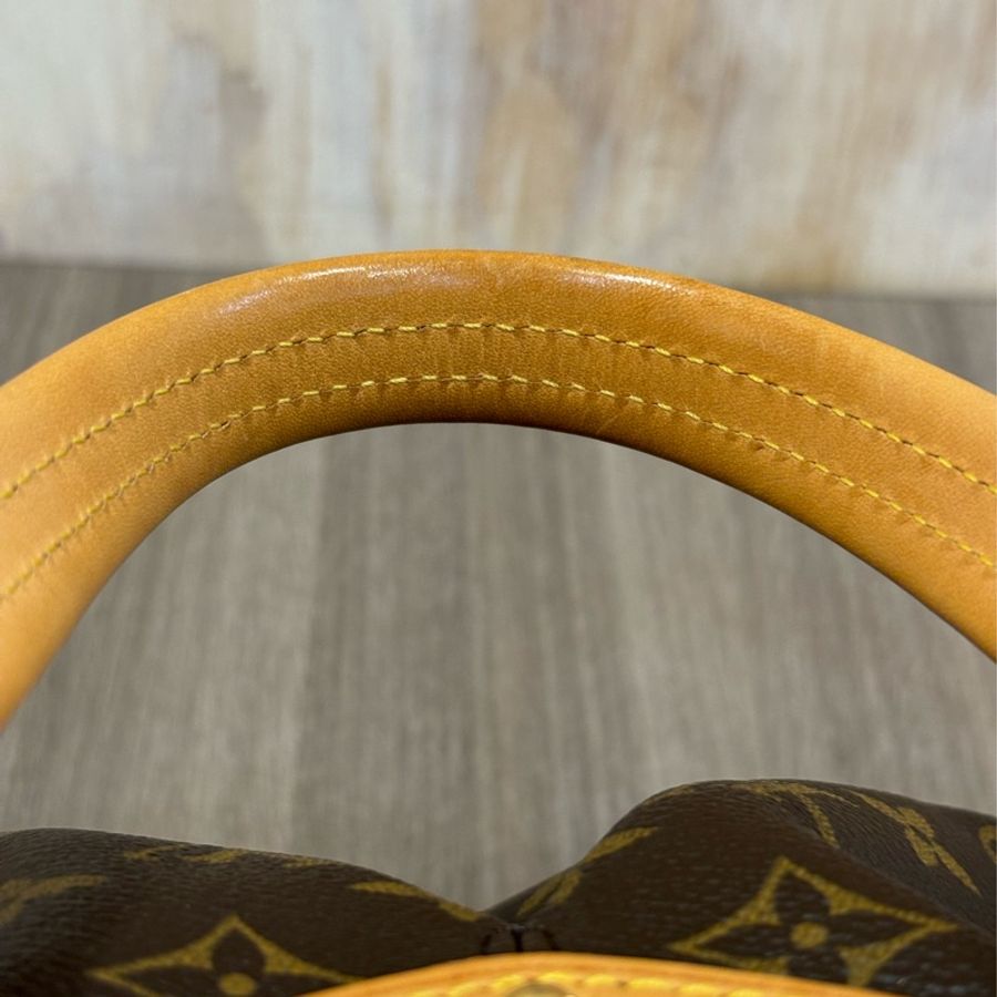 LV M45715 老花 金釦 肚臍 抓皺 手提 復古包-23
