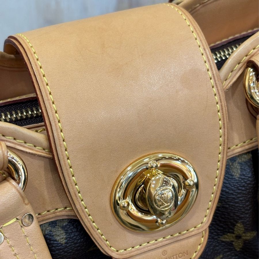 LV M45715 老花 金釦 肚臍 抓皺 手提 復古包-33