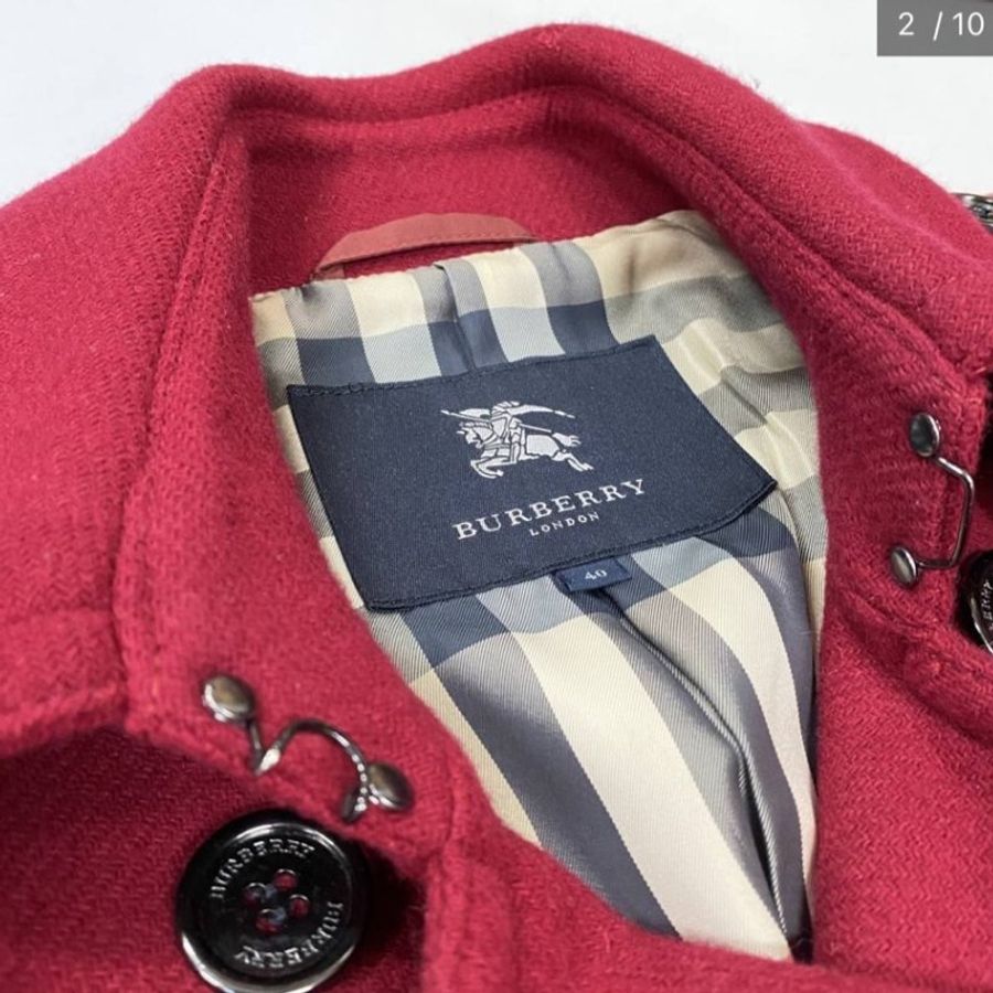 BURBERRY紅色羊毛混紡金屬扣造型大衣(女)✨-1