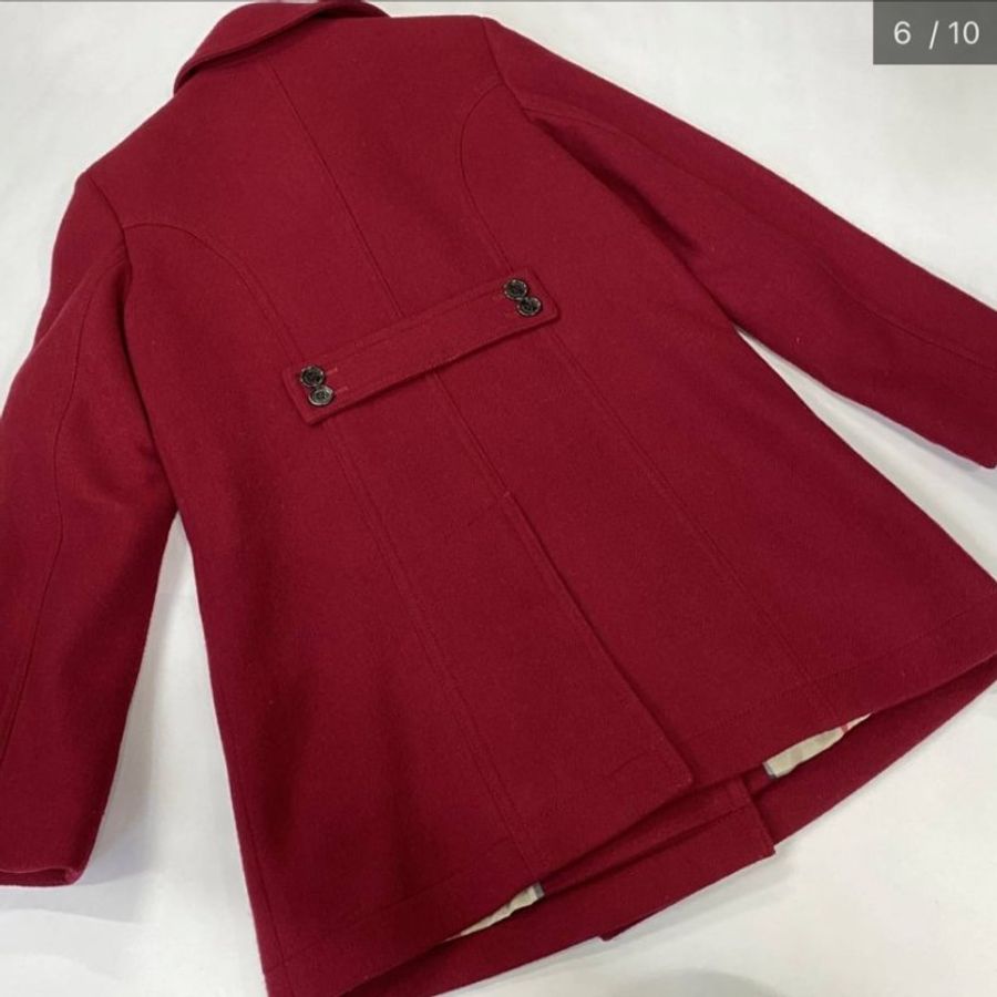 BURBERRY紅色羊毛混紡金屬扣造型大衣(女)✨-5