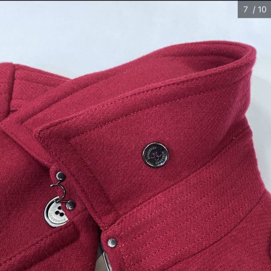 BURBERRY紅色羊毛混紡金屬扣造型大衣(女)✨-6