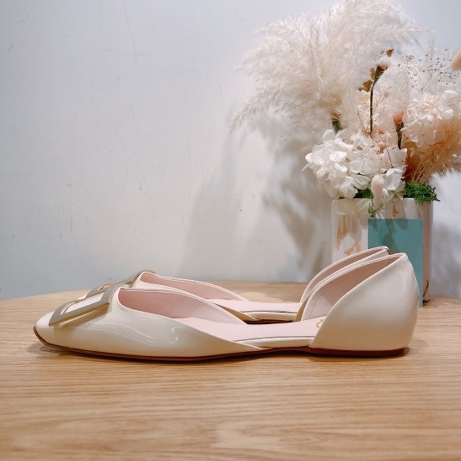 ROGER VIVIER RV 經典方扣金屬平底鞋TROMPETTE DORSAY-3
