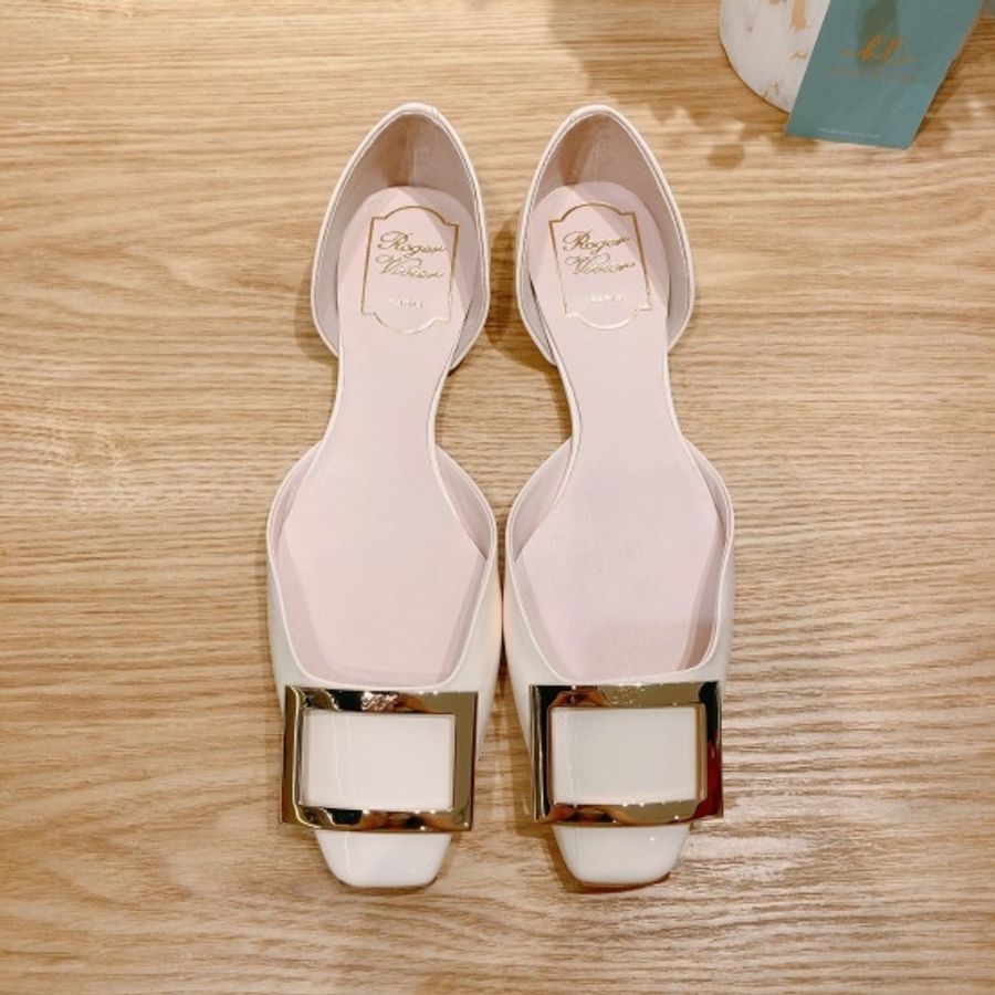ROGER VIVIER RV 經典方扣金屬平底鞋TROMPETTE DORSAY-5