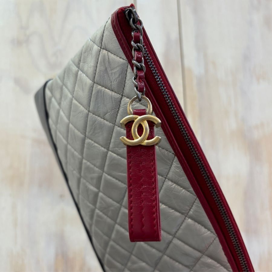 稀有Chanel A84288銀復古牛皮流浪系列手拿包-21