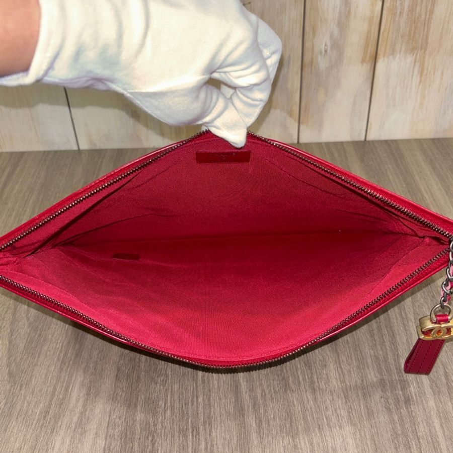 稀有Chanel A84288銀復古牛皮流浪系列手拿包-22
