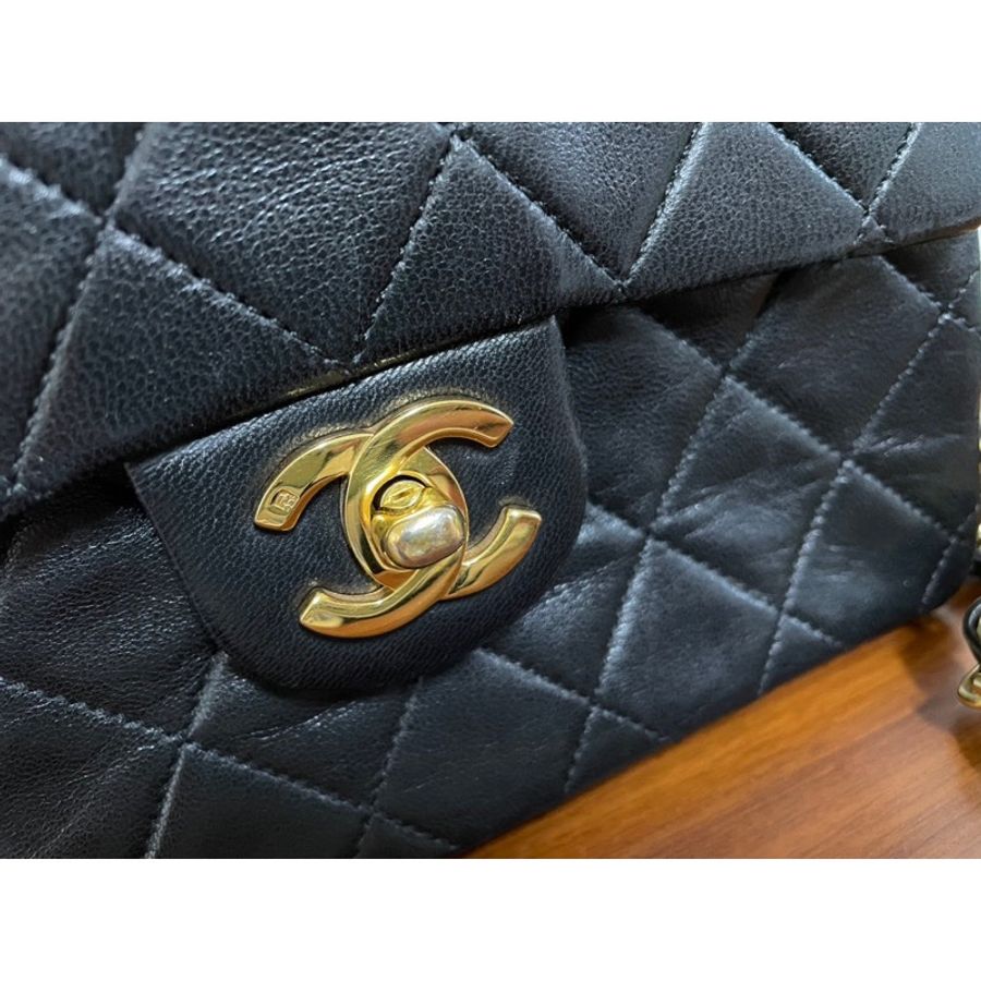 CHANEL vintage 古董黑金羊方胖17-1