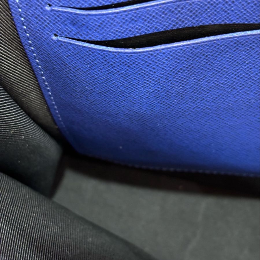 LV M30423 藍 老花 銀釦 牛皮 手拿包-32