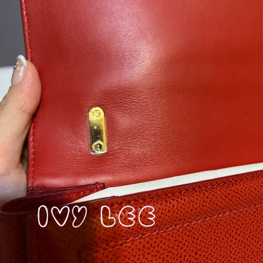 Salvatore Ferragamo ginny 紅色 金色鍊條  斜背包 肩背包 二手精品-5