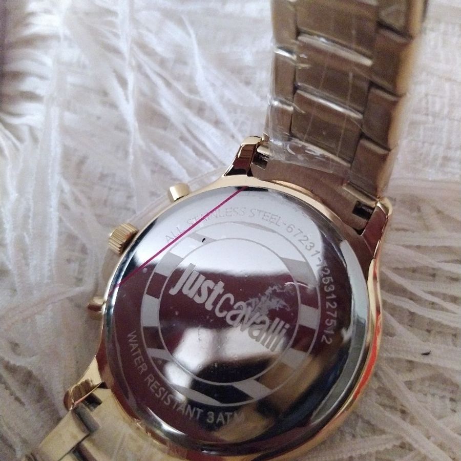 Cavalli Roberto 副牌 just cavalli 金色三眼鋼錶-6