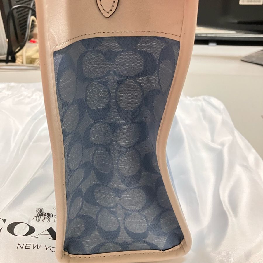 全新美國官網購入專櫃款式 COACH 水藍老花迷你托特包-2