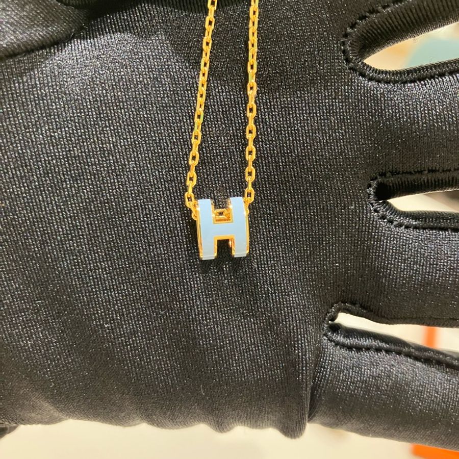 TK0876 HERMES MINI POP H NECKLACE 藍金 愛馬仕迷你H藍色項鍊-27