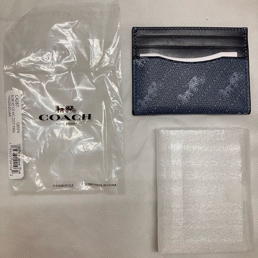 全新美國官網購入COACH藍馬車老花卡片套-2