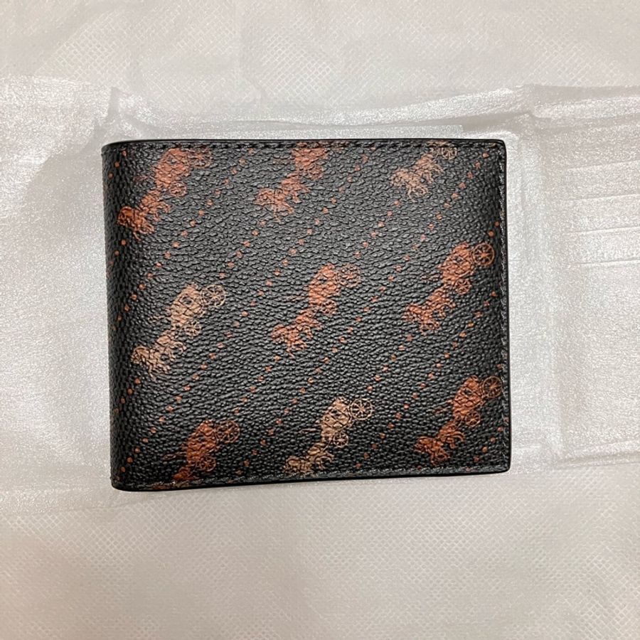 全新美國官網購入 COACH黑馬車老花短夾-4