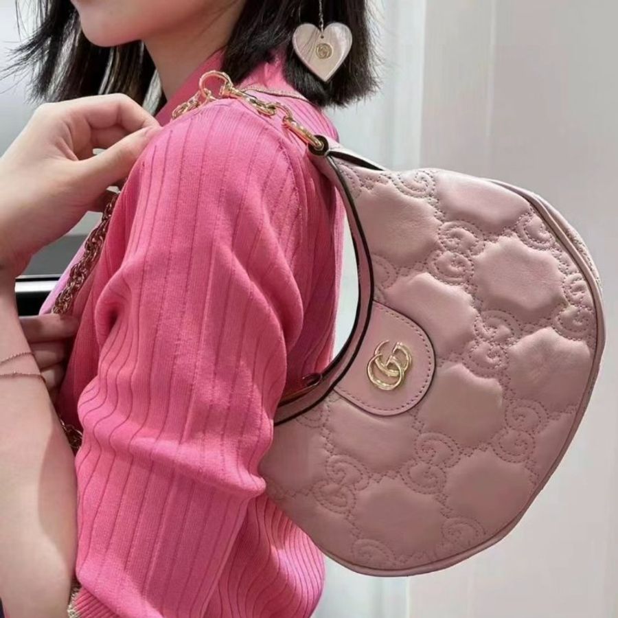 Gucci 739736 GG Matelasse 絎縫迷你包 粉色/附鏈帶及肩背帶《佳節折扣》-1