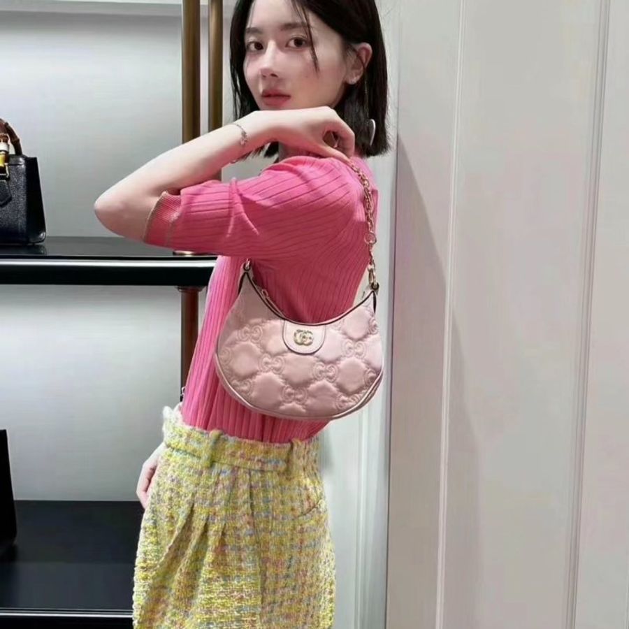 Gucci 739736 GG Matelasse 絎縫迷你包 粉色/附鏈帶及肩背帶《佳節折扣》-3