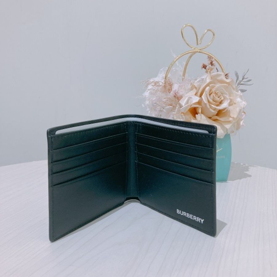 Burberry 博柏利格紋對折黑色錢包 Plaid Leather Wallet-5