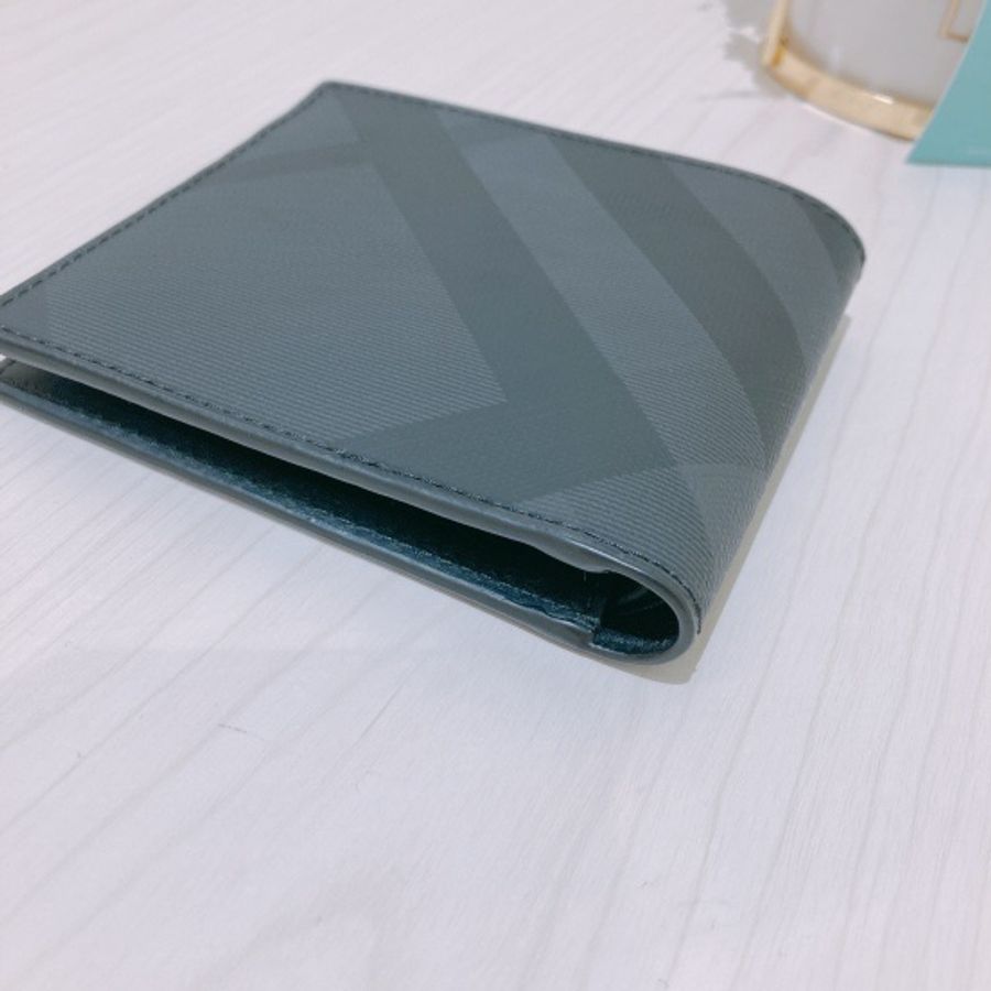 Burberry 博柏利格紋對折黑色錢包 Plaid Leather Wallet-7