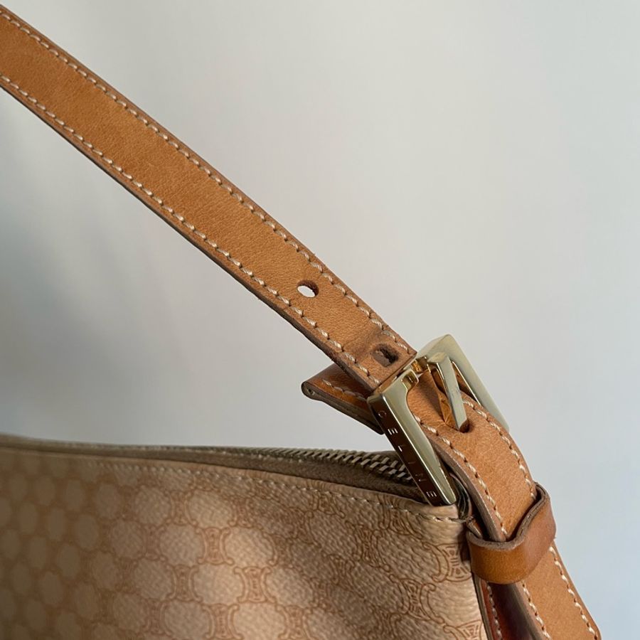 [Celine vintage] Celine Macadam Baguette Shoulder Bag 奶茶色老花飯盒包-3