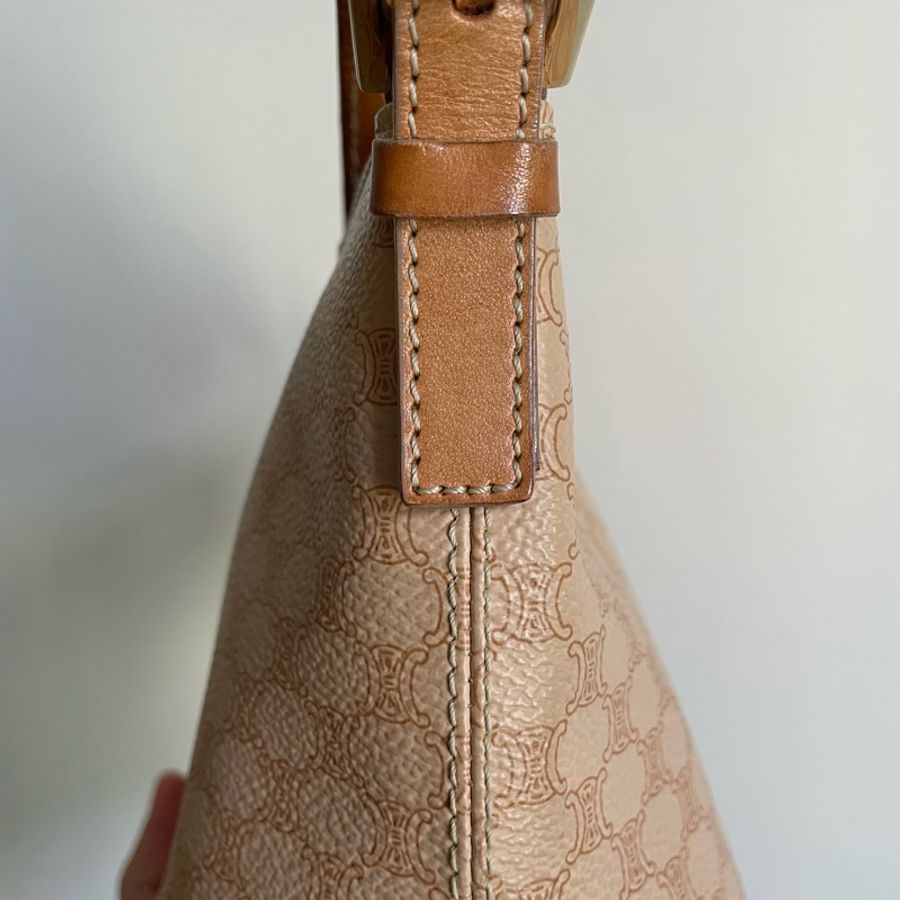 [Celine vintage] Celine Macadam Baguette Shoulder Bag 奶茶色老花飯盒包-6