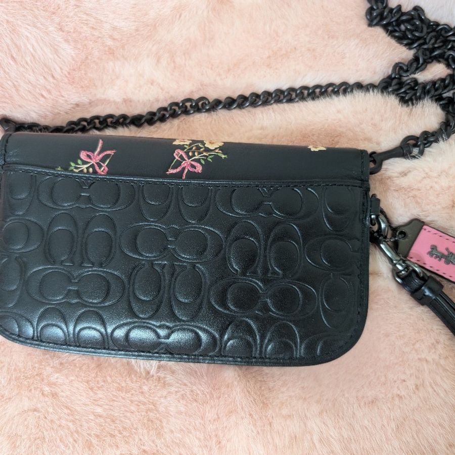 COACH 蔻馳 WOC 黑鍊 斜揹 手拿包 兩用 (黑)-1