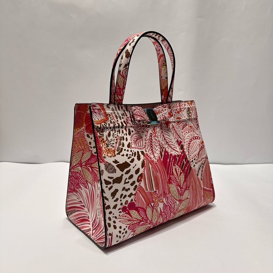 Vara Bow Top Handle 印花絲巾手提/肩背包-2