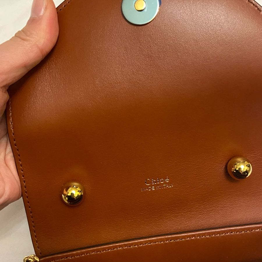CHLOE Aby Lock 蜥蜴紋理拼接牛皮單肩包-3