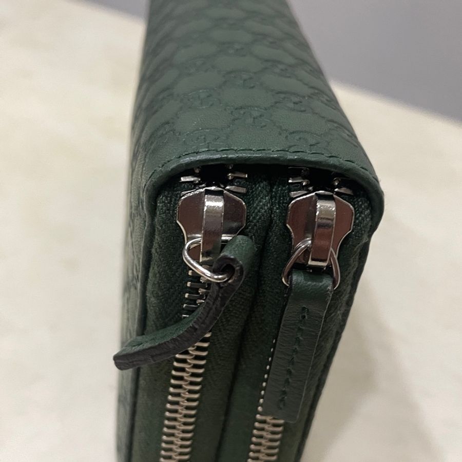 GUCCI牛皮壓紋雙層雙拉鍊皮夾-3