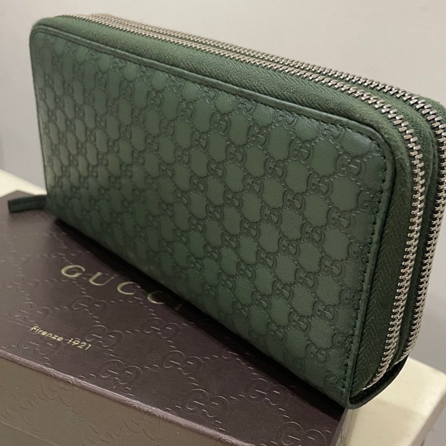 GUCCI牛皮壓紋雙層雙拉鍊皮夾-5