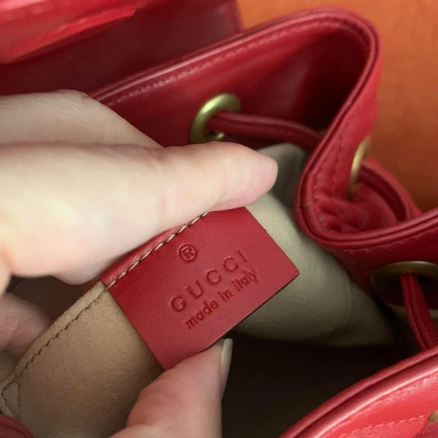 Gucci Marmont 紅色復古雙G後背包-13