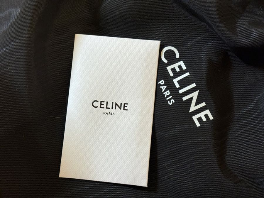 Celine Ava Triomphe 黑色 刺繡 老花 腋下包 彎月包-1