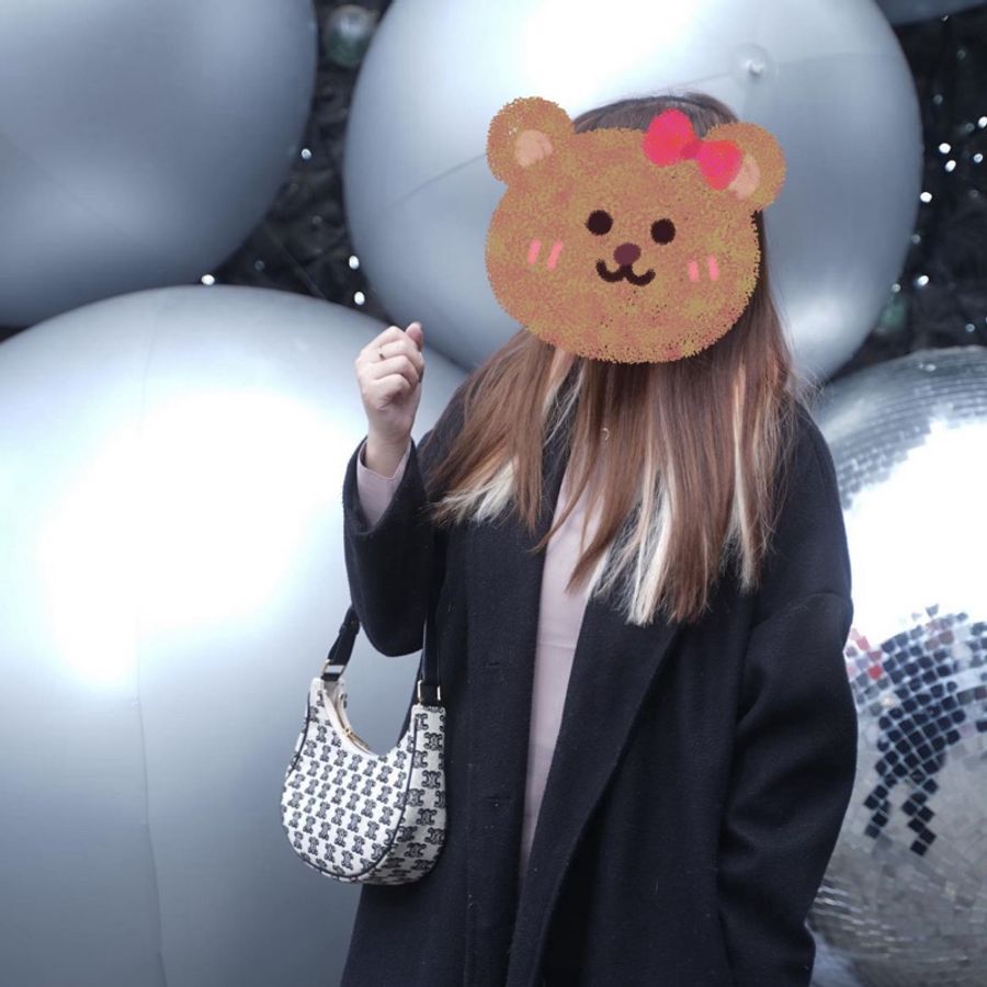 Celine Ava Triomphe 黑色 刺繡 老花 腋下包 彎月包-5