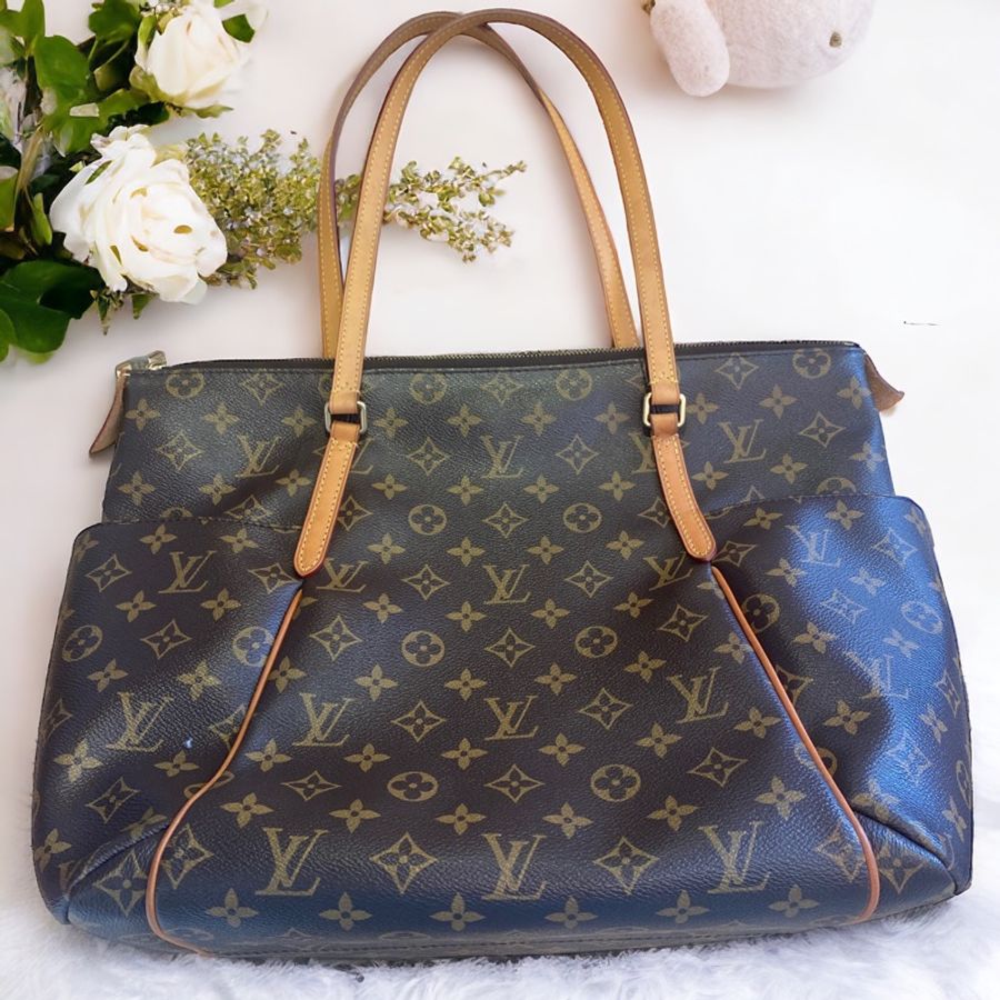 LV托特包。Louis Vuitton M56689原花Totally 雙口袋/拉鍊/肩背包/電腦包-0