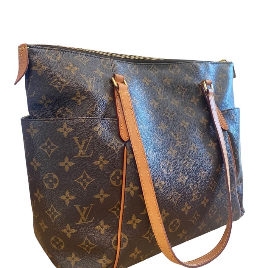 LV托特包。Louis Vuitton M56689原花Totally 雙口袋/拉鍊/肩背包/電腦包-1