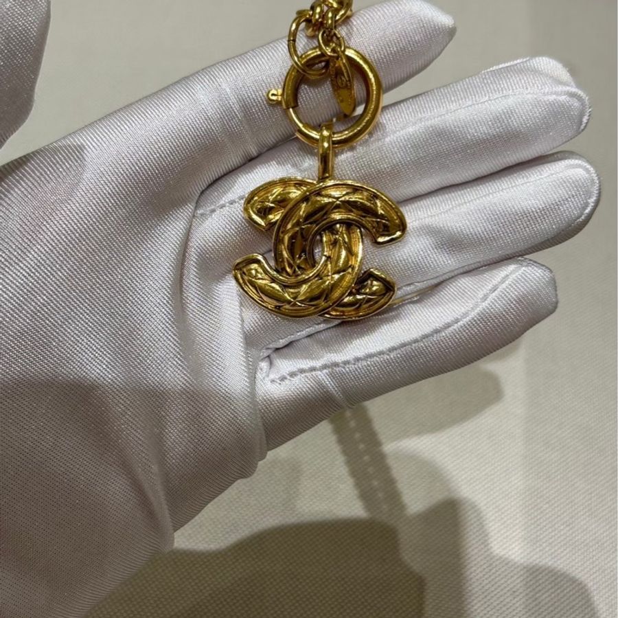 Chanel 小鳥系列項鍊 vintage 格菱紋-1