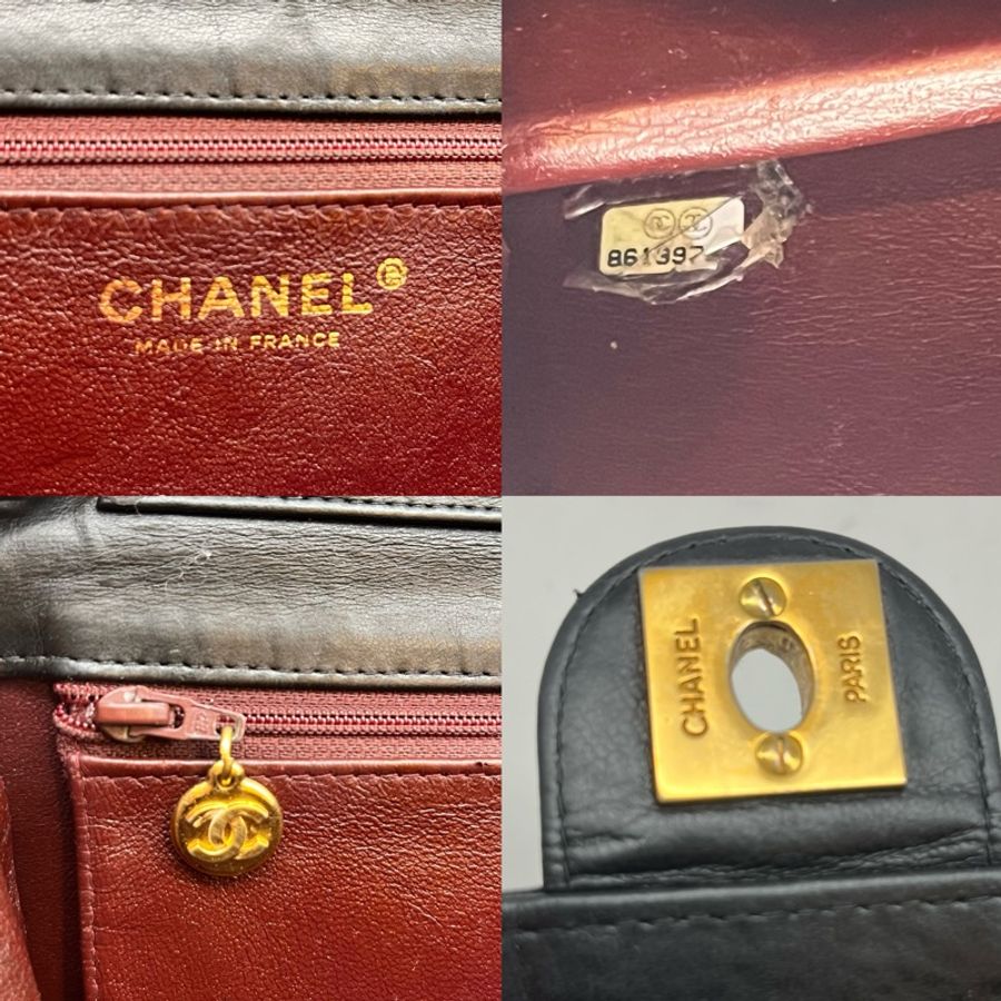 ❌已經售出❌ CHANEL 小香 黑色菱格紋羊皮肩背包 金扣 經典 鏈條-27