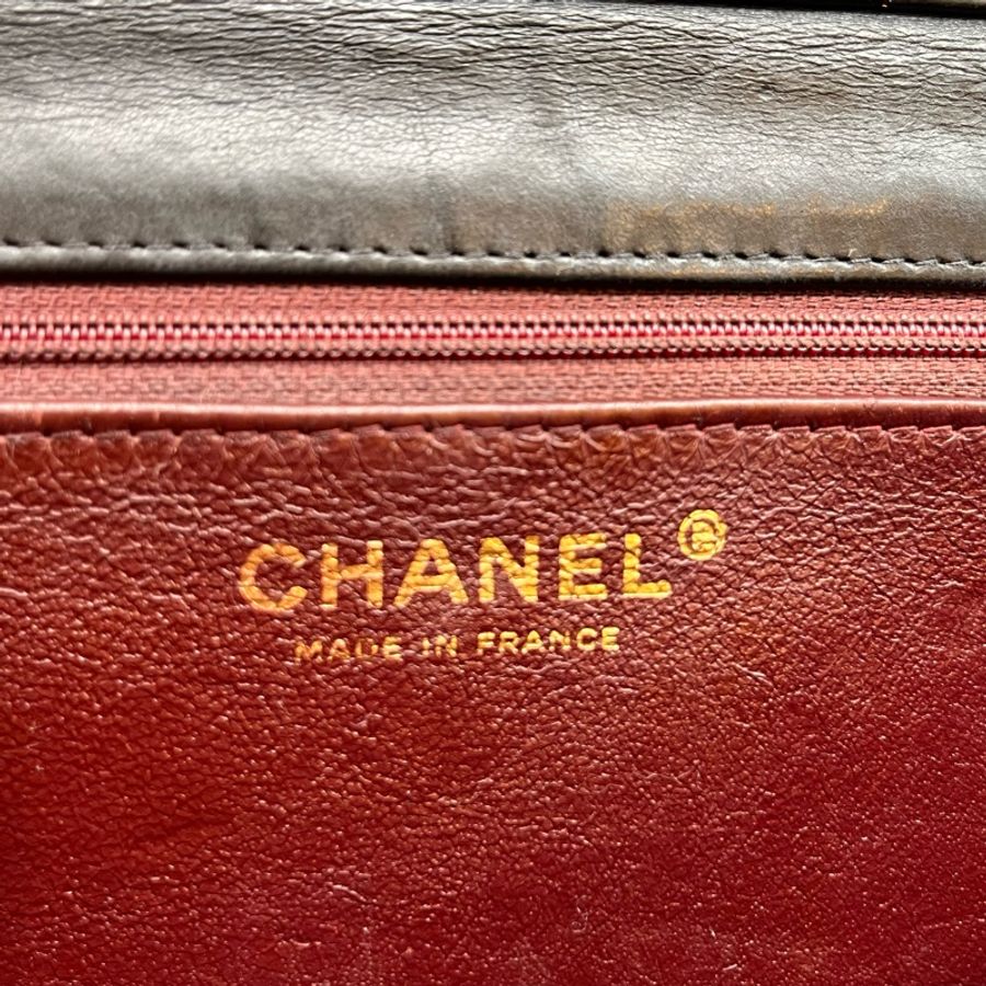 ❌已經售出❌ CHANEL 小香 黑色菱格紋羊皮肩背包 金扣 經典 鏈條-34