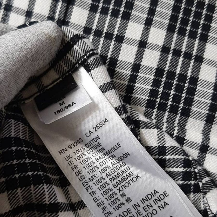 正品DIESEL 柴油 ONLY THE BRAVE 字母 男黑白格紋長袖襯衫M-8
