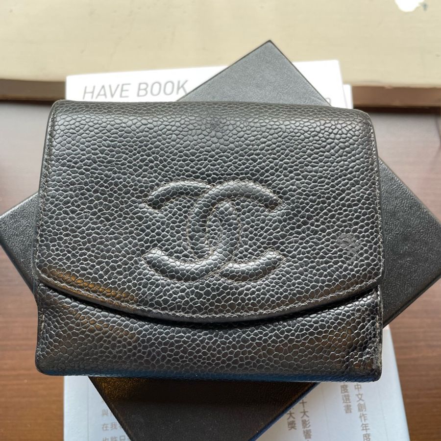 Chanel中古魚子醬皮夾 Chanel W Hook Caviar Wallet-0