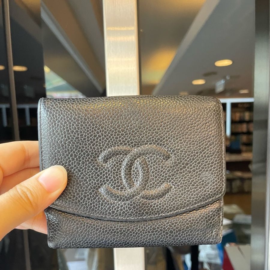Chanel中古魚子醬皮夾 Chanel W Hook Caviar Wallet-7