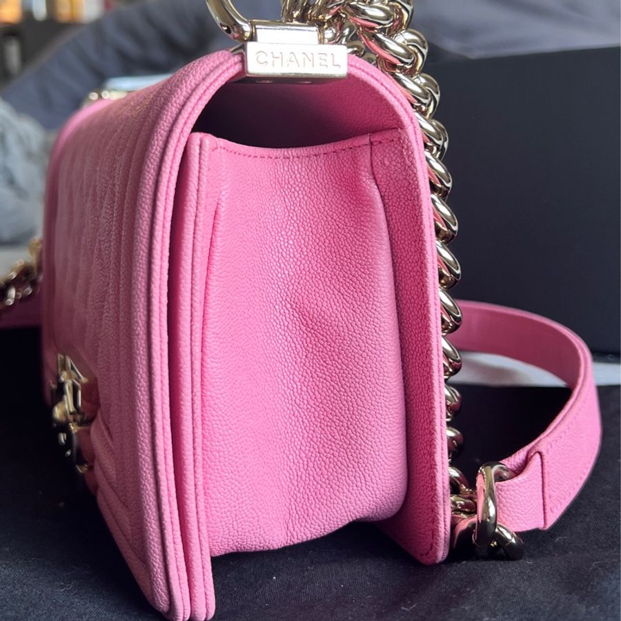 Chanel Boy 20粉金荔枝皮-2