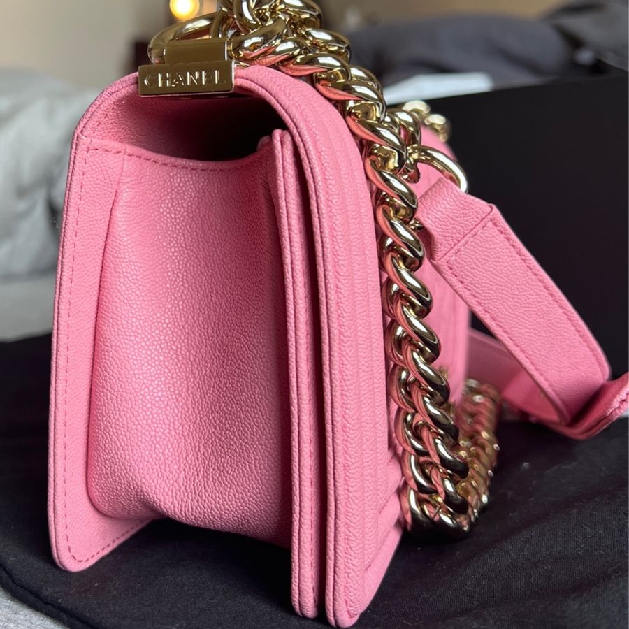 Chanel Boy 20粉金荔枝皮-3