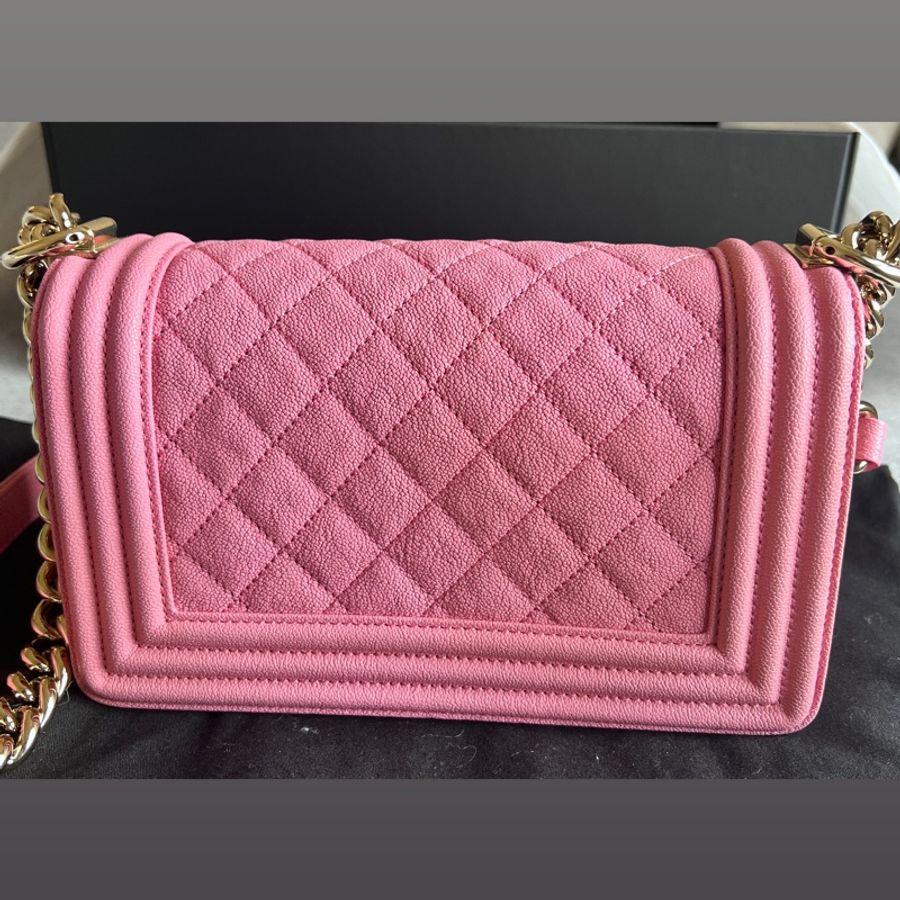 Chanel Boy 20粉金荔枝皮-6