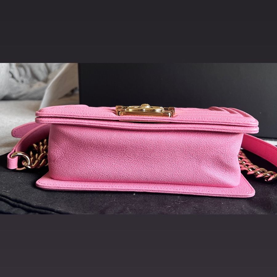 Chanel Boy 20粉金荔枝皮-7